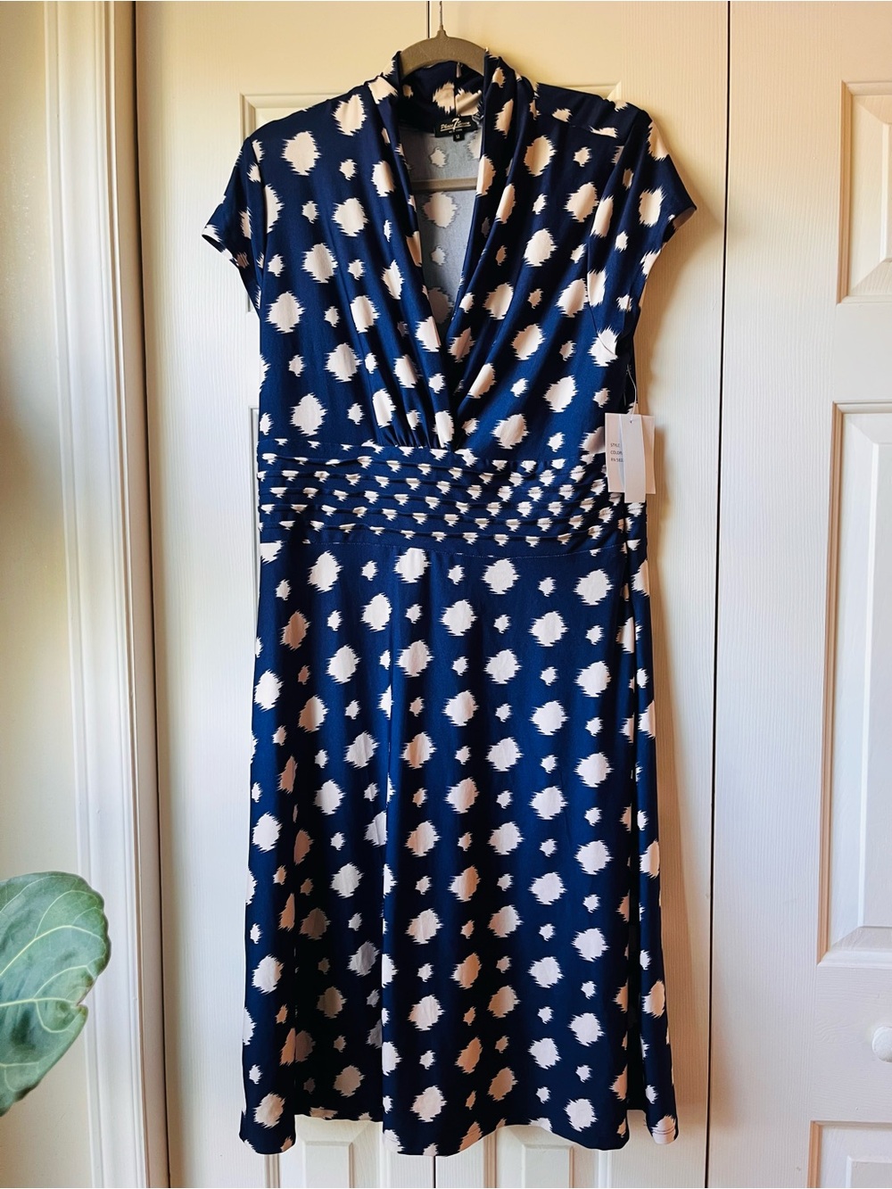 Navy and White Polka Dot Wrap Dress 14